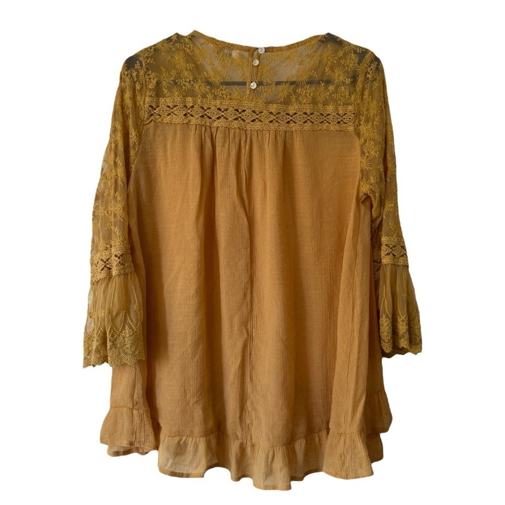Umgee Women’s Boho Blouse Size Large Mustard Great Condition! - Picture 2 of 3